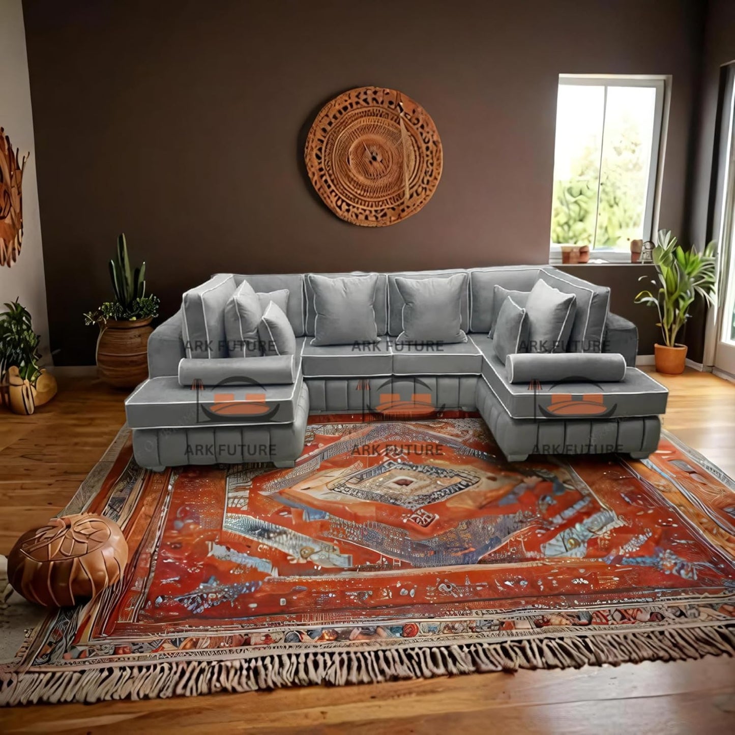 Brick Lane U-Shape Sofa with Contrast Piping – Modern Sectional Couch