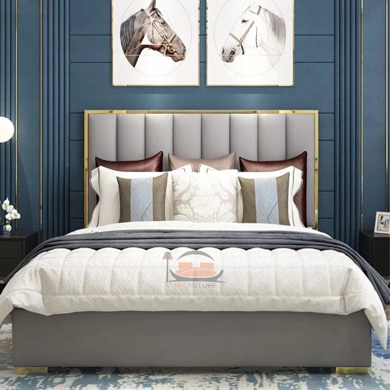 Isaac Panel Bed Frame With Golden Border