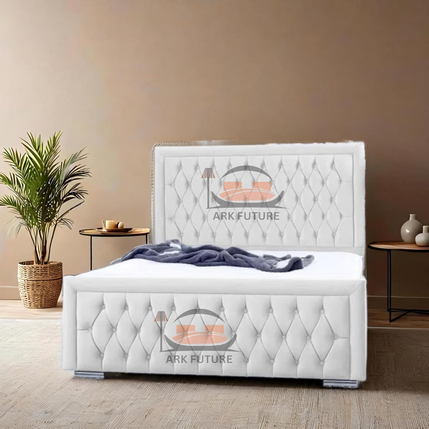 Celeste Upholstered Ottoman Bed – Velvet/Fabric Finish, Storage, Easy Lift, Stylish Headboard