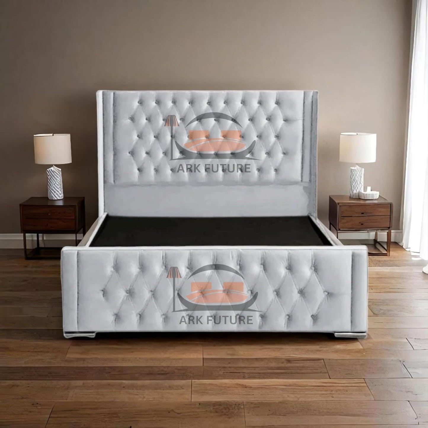 Calgary Upholstered Bed Frame | Modern Fabric Bed with Tufted Headboard