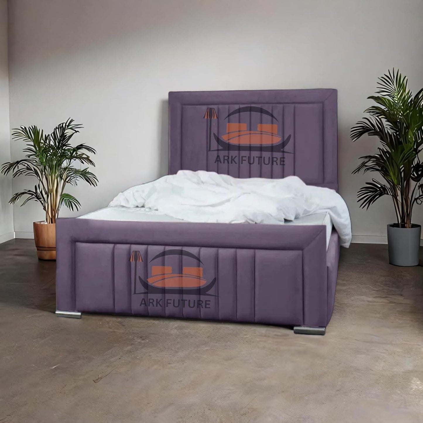 Dean Sand Upholstered Bed Frame – Modern Design, Sturdy Wood, Padded Headboard