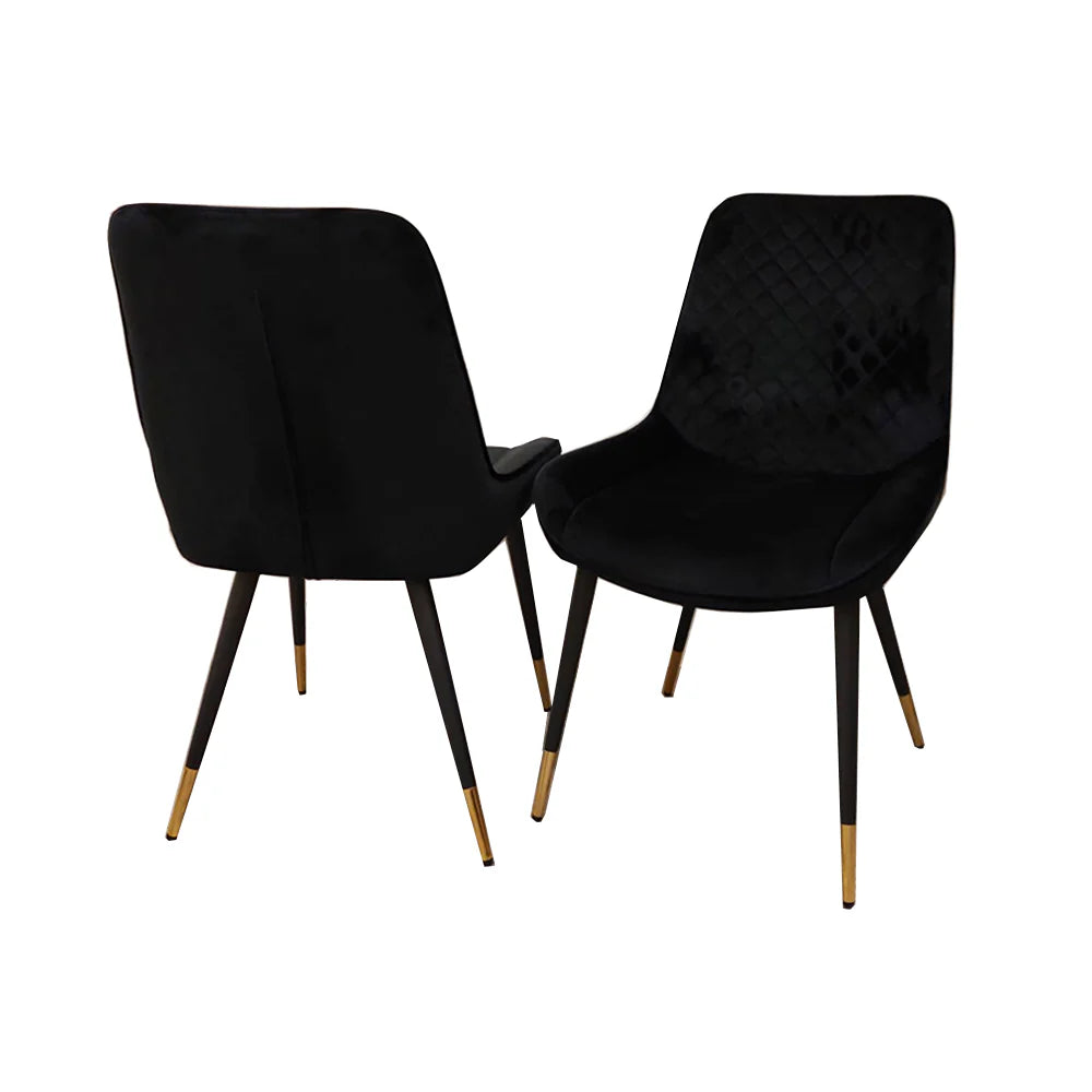 Luna Dining Chair In Black Velvet Set of 2