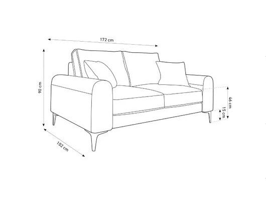 Gali 2 Seater Sofa in Plush Velvet Fabric