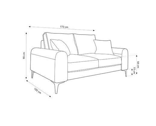 Naomi 2 Seater Sofa in Plush Velvet Fabric