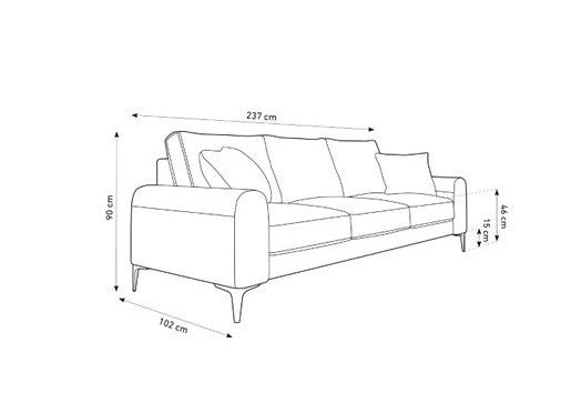 Madara Black 3 Seater Sofa in Plush Velvet Fabric