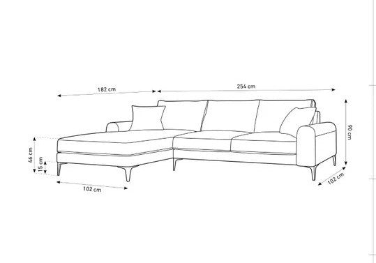 Alure L Shape Sofa in Plush Velvet in Right and Left Corner Options