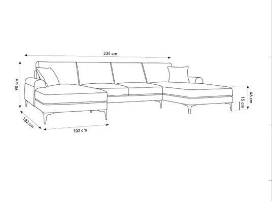 Madrid U Shape Sofa in Plush Velvet Fabric