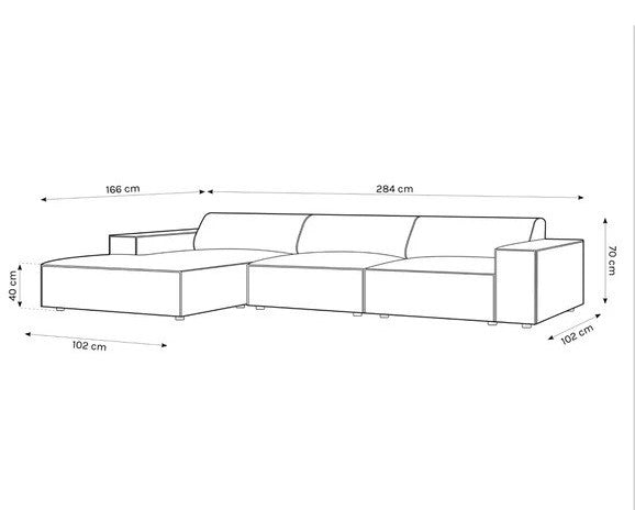 Tulip 4 Seater L Shape Sofa in Plush Velvet With Left and Right Corner Option