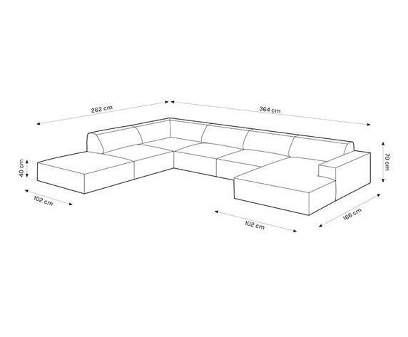 Panoramic Right hand and Left Hand Corner U Shape Sofa in Plush Velvet