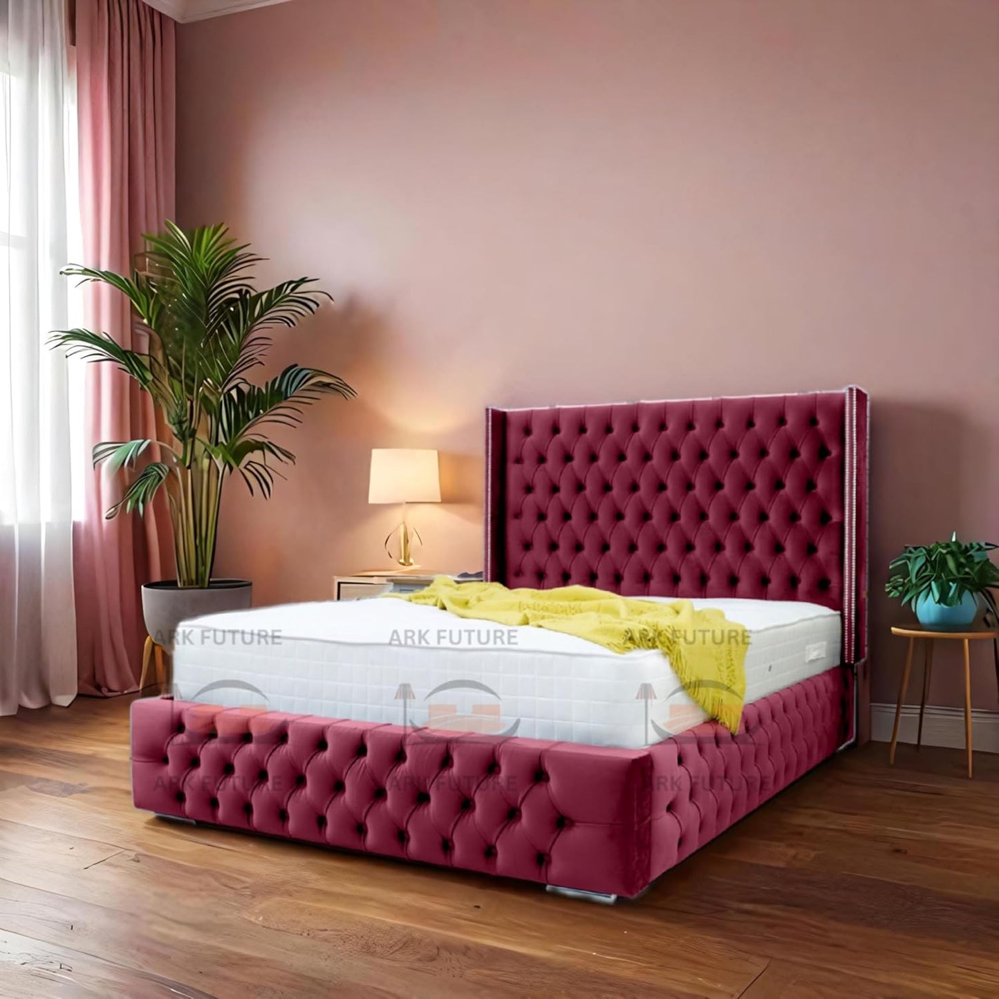Dino Plush 4-Inch Bed Frame with Winged Headboard