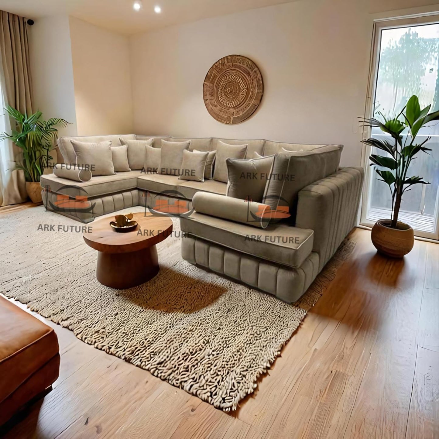 Brick Lane U-Shape Sofa with Contrast Piping – Modern Sectional Couch
