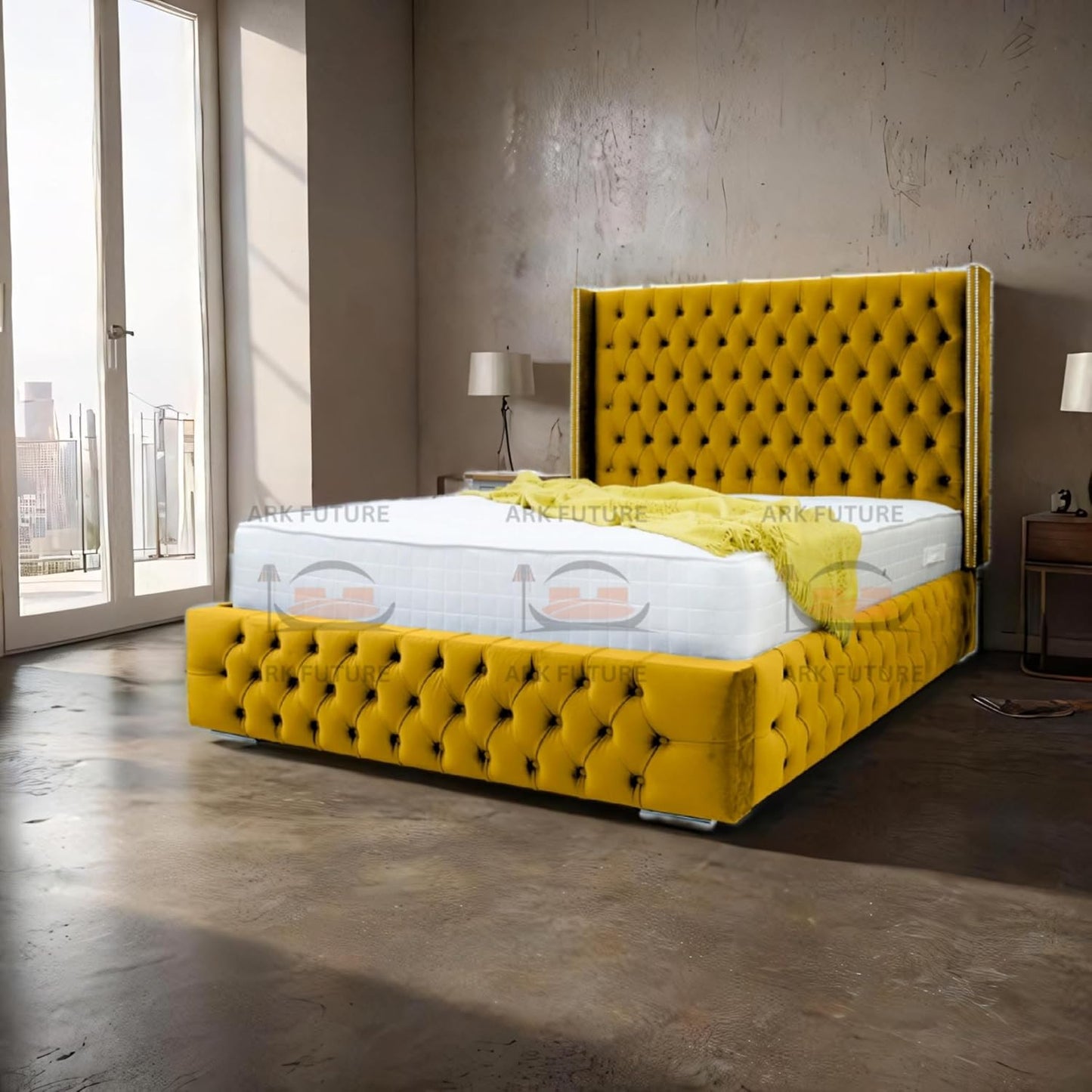 Dino Plush 4-Inch Bed Frame with Winged Headboard