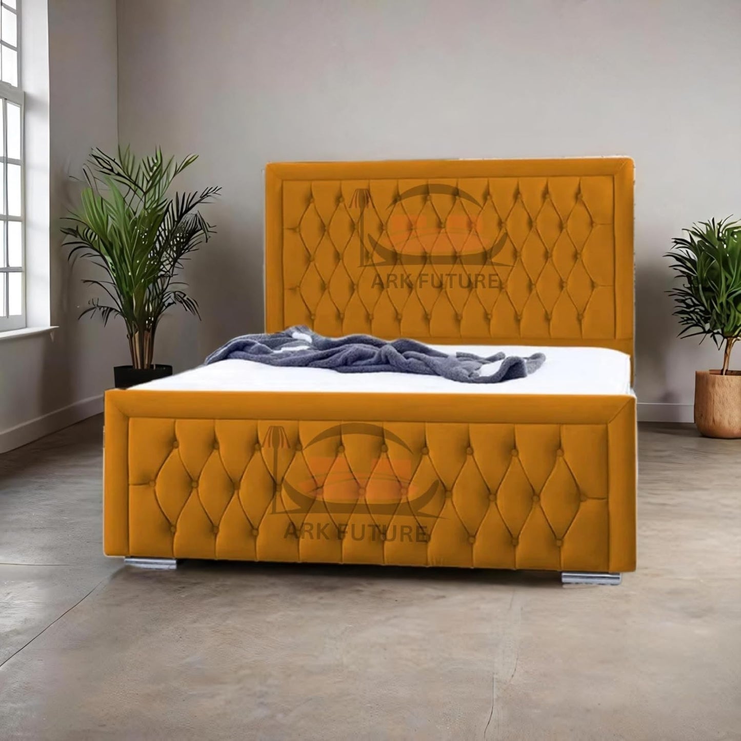 Celeste Upholstered Ottoman Bed – Velvet/Fabric Finish, Storage, Easy Lift, Stylish Headboard