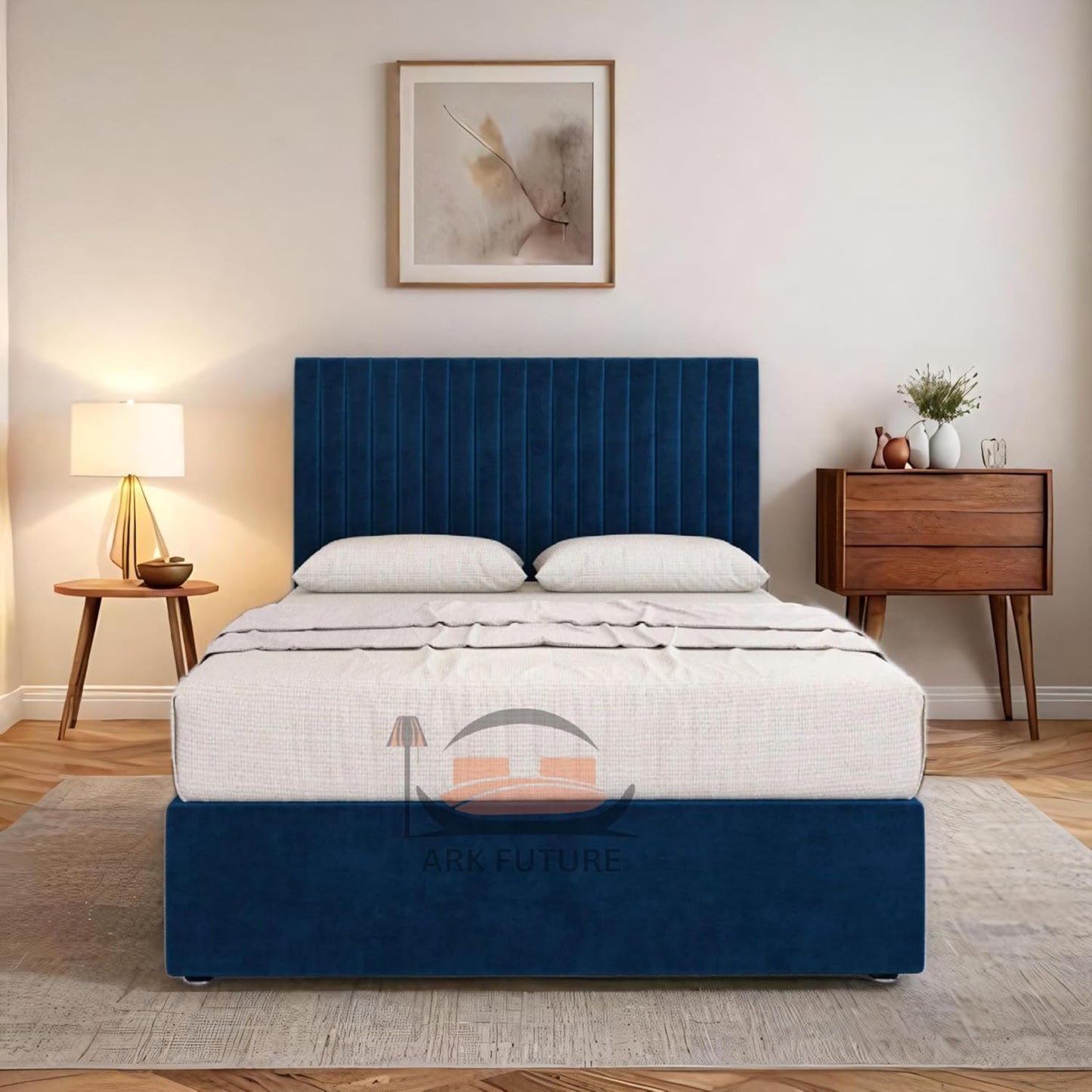 Plush Velvet Bed Frame with Storage and Upholstered Headboard