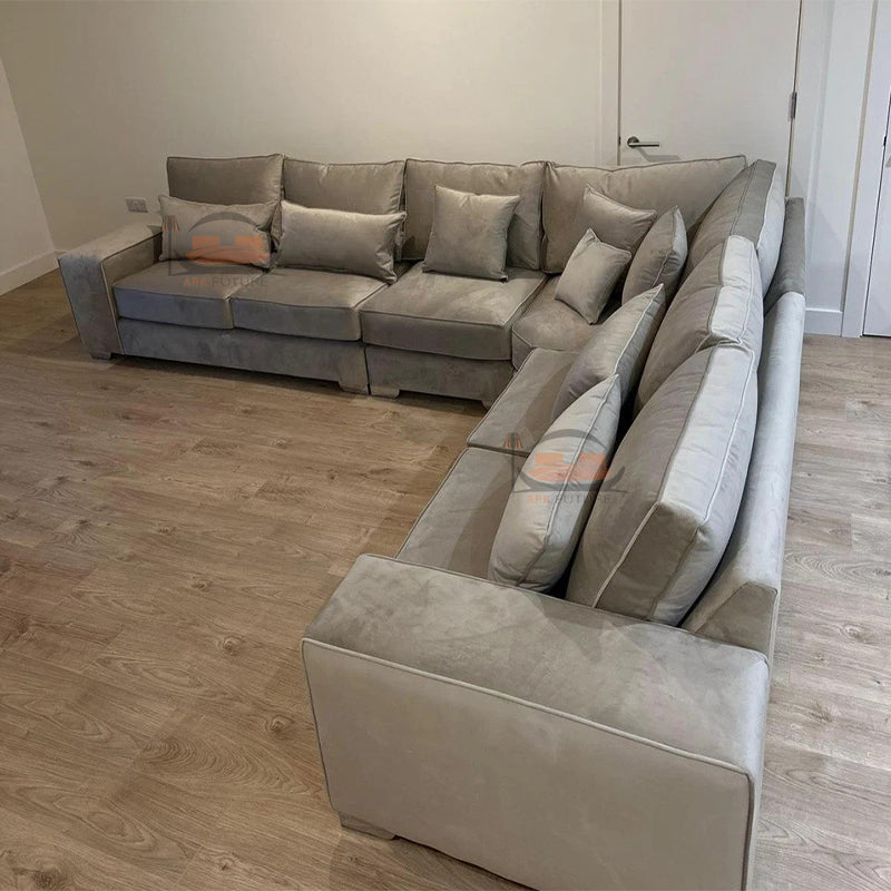 Olympia Sofa in Coffee Plush Velvet Fabric