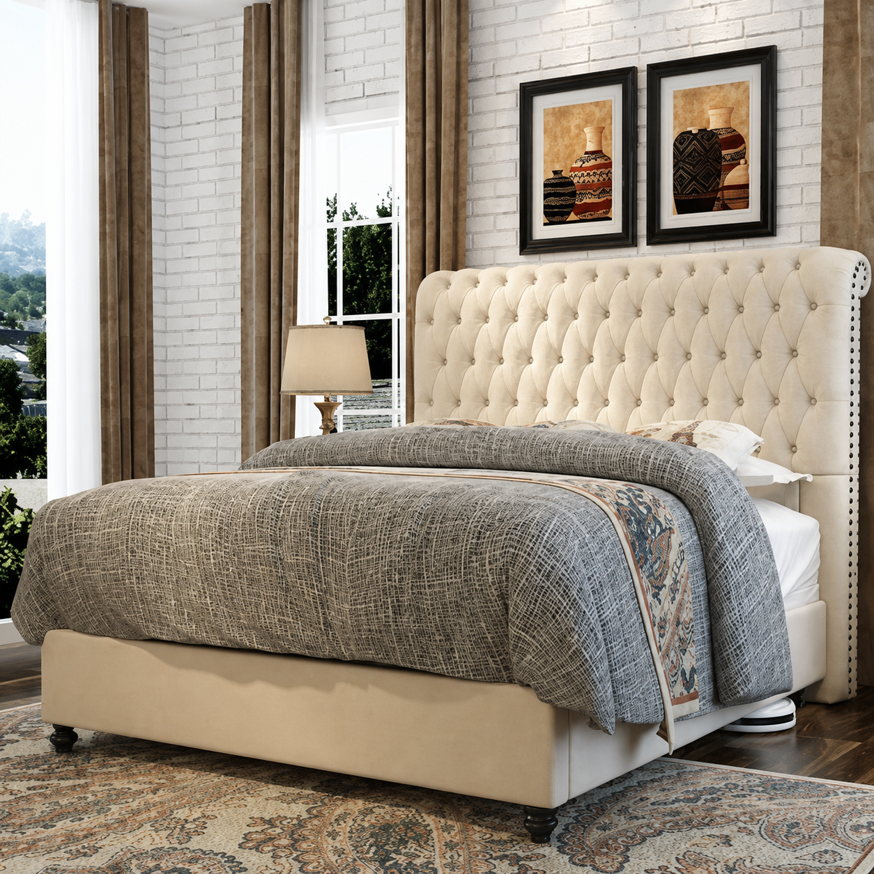 Justin Sleigh Bed Frame