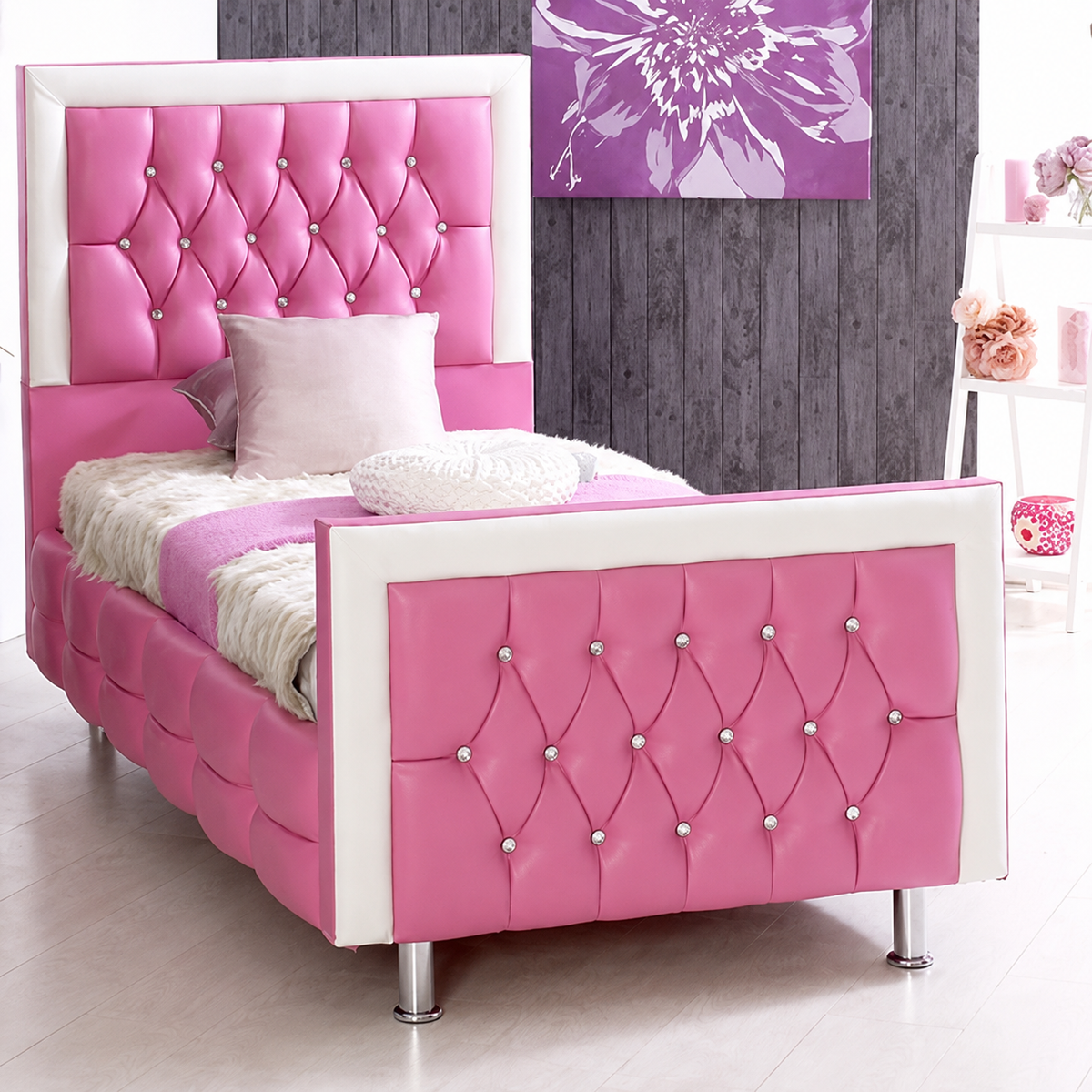 Princess Chesterfield Kids Bed With Diamond Buttons