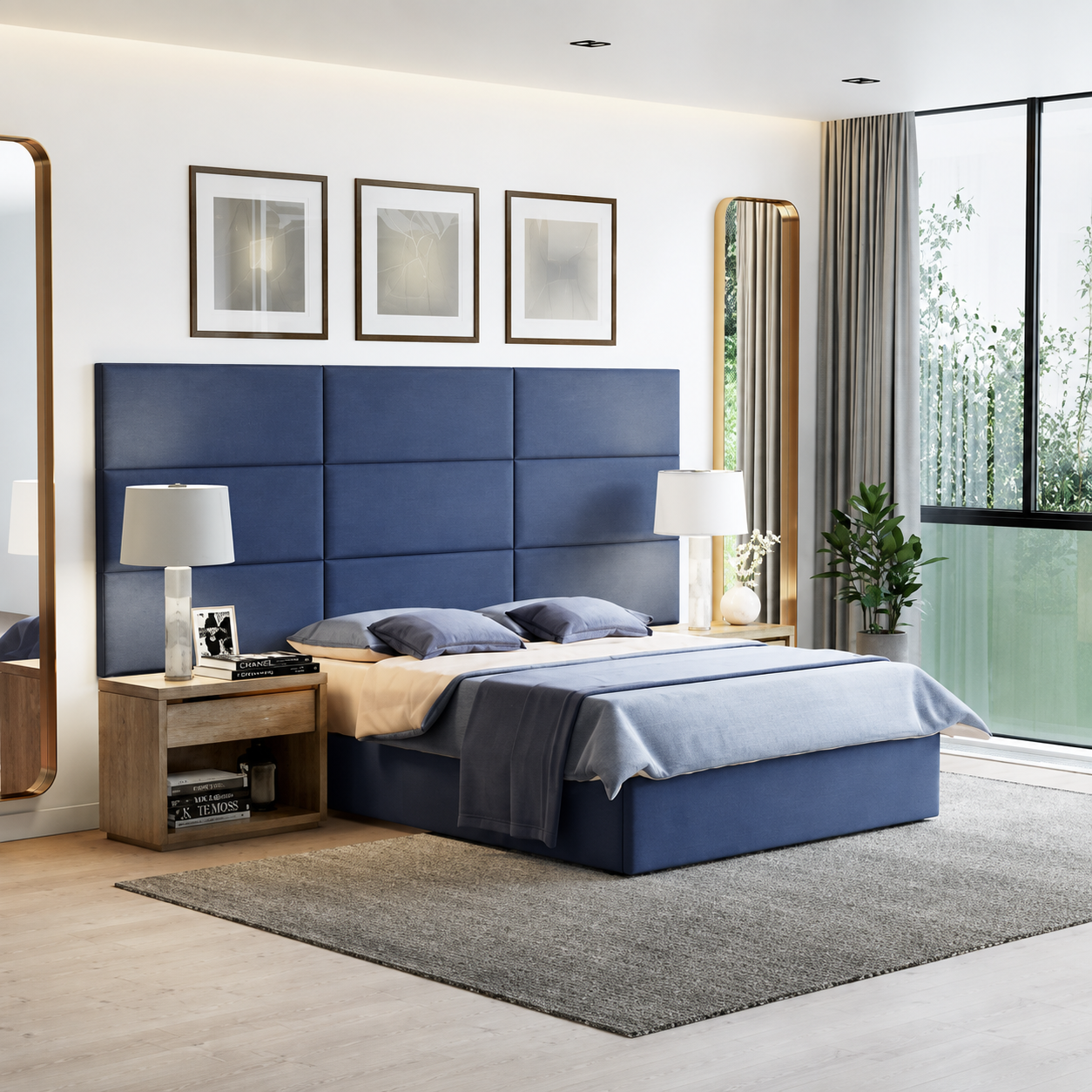 Dylan Rectangular Bed With Wide Headboard