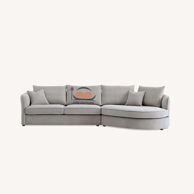 Rubin Corner Chaise Sofa - Pebble Boucle, Modern Curved Design & Stylish (Pebble)
