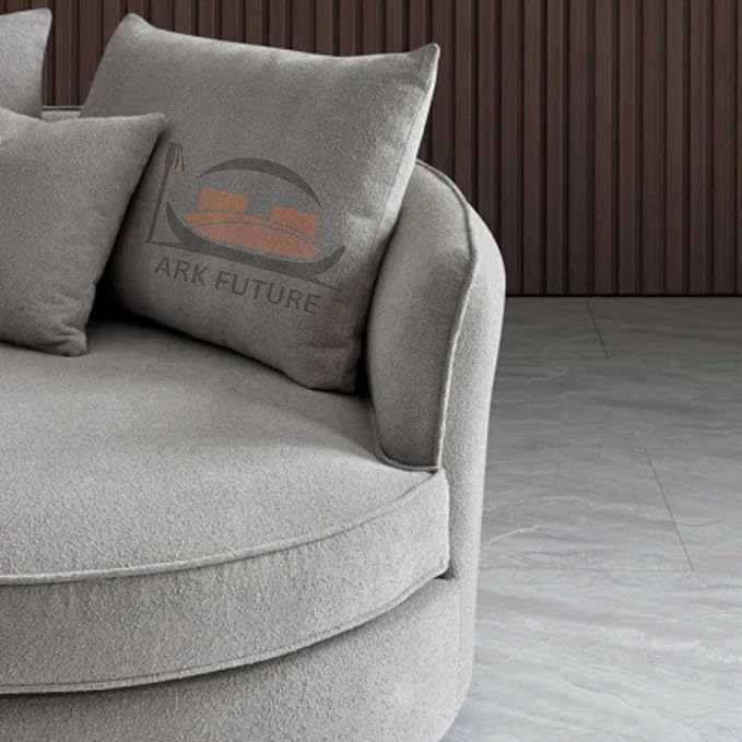 Rubin Corner Chaise Sofa - Pebble Boucle, Modern Curved Design & Stylish (Pebble)