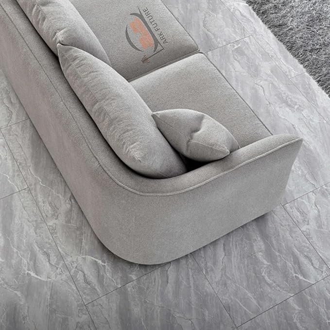Rubin Corner Chaise Sofa - Pebble Boucle, Modern Curved Design & Stylish (Pebble)