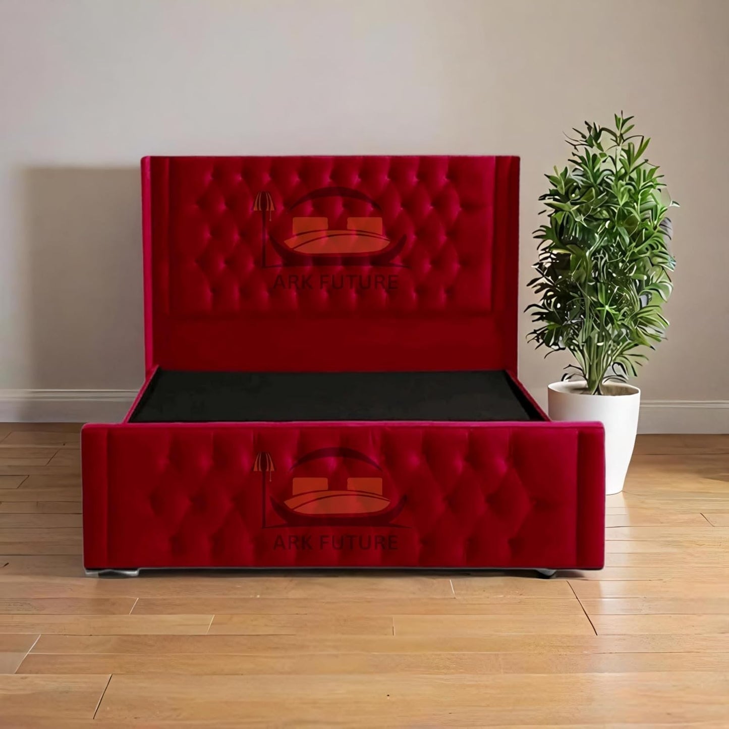 Calgary Upholstered Bed Frame | Modern Fabric Bed with Tufted Headboard