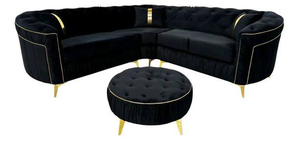 Hermes Ambassador Panel Sofa with Metal Trim Accents