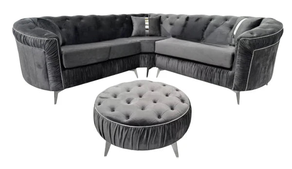 Hermes Ambassador Panel Sofa with Metal Trim Accents