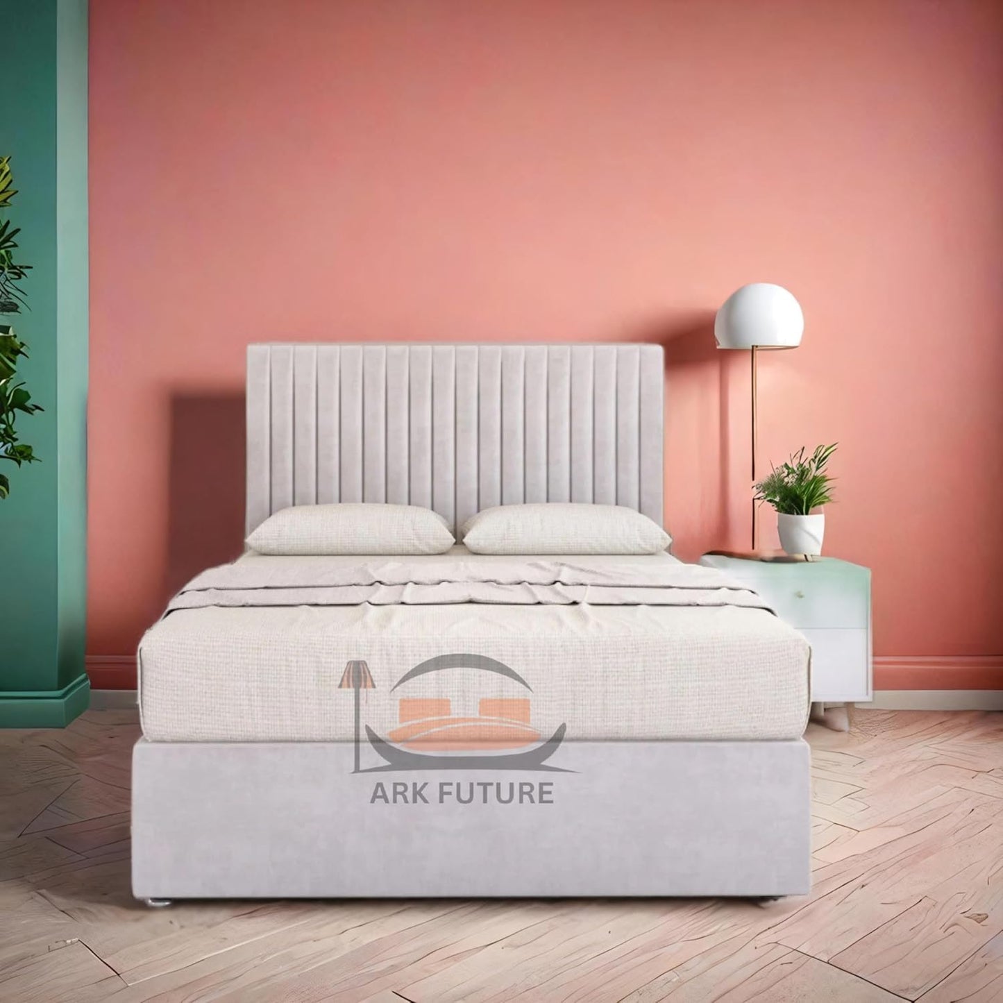 Plush Velvet Bed Frame with Storage and Upholstered Headboard