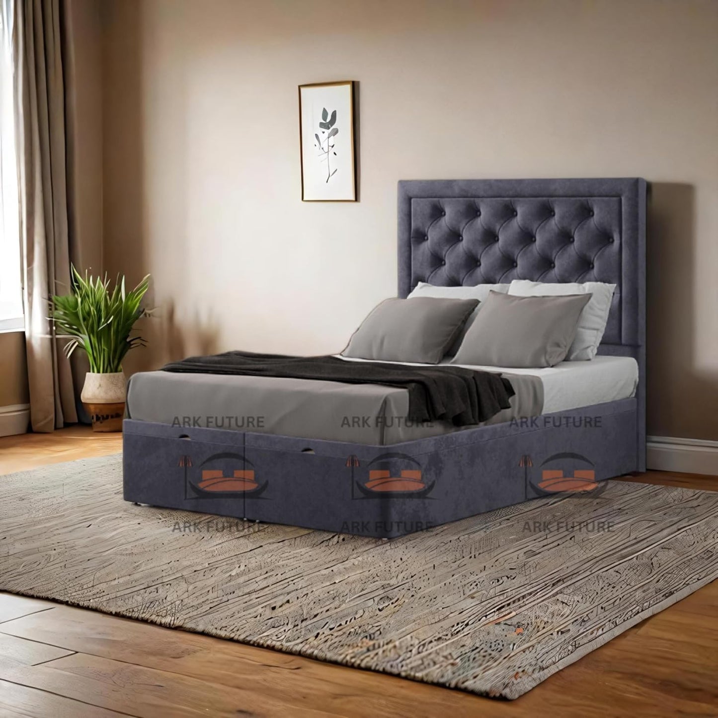 Ottoman Upholstered Storage Bed with Gas Lift – Modern & Durable