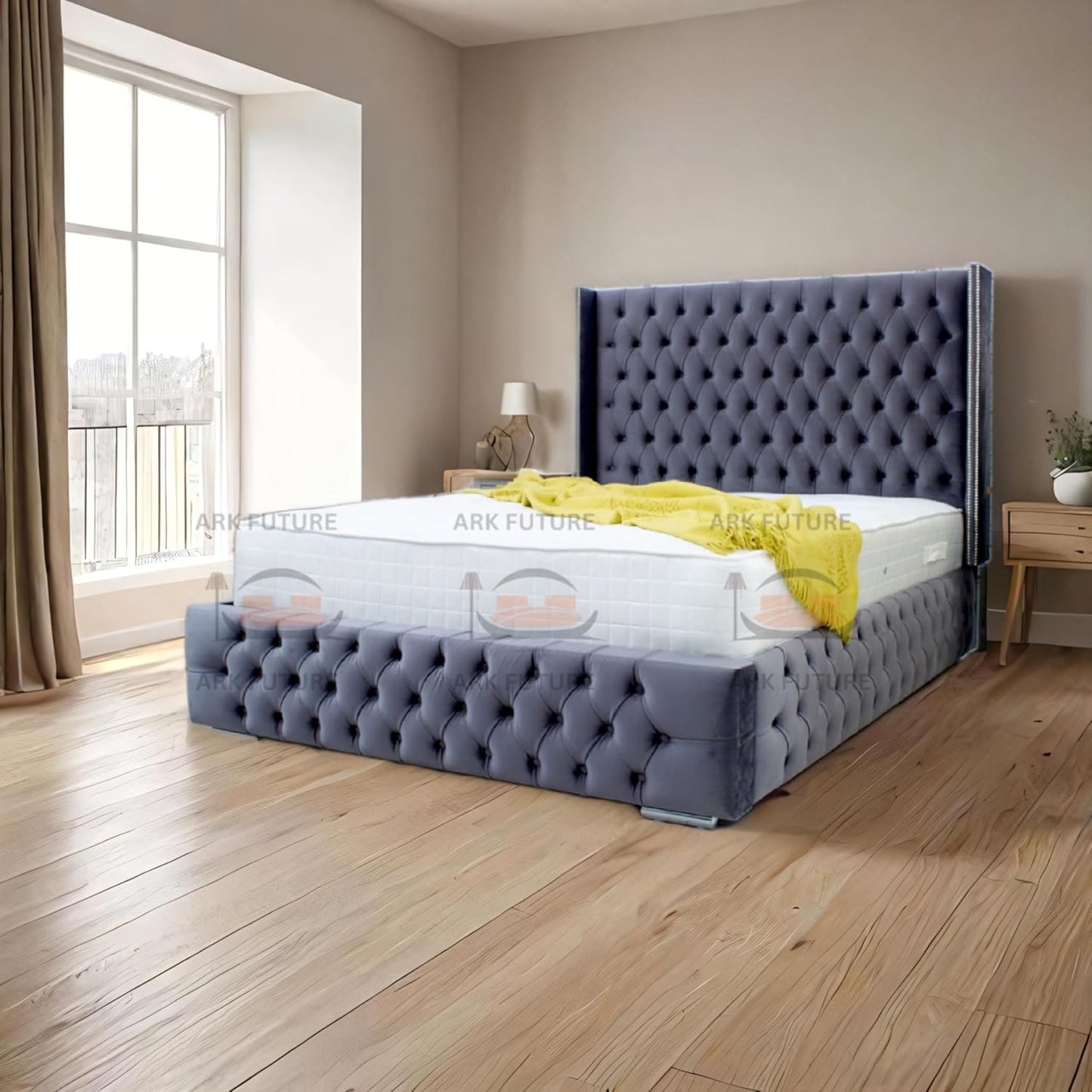 Dino Plush 4-Inch Bed Frame with Winged Headboard