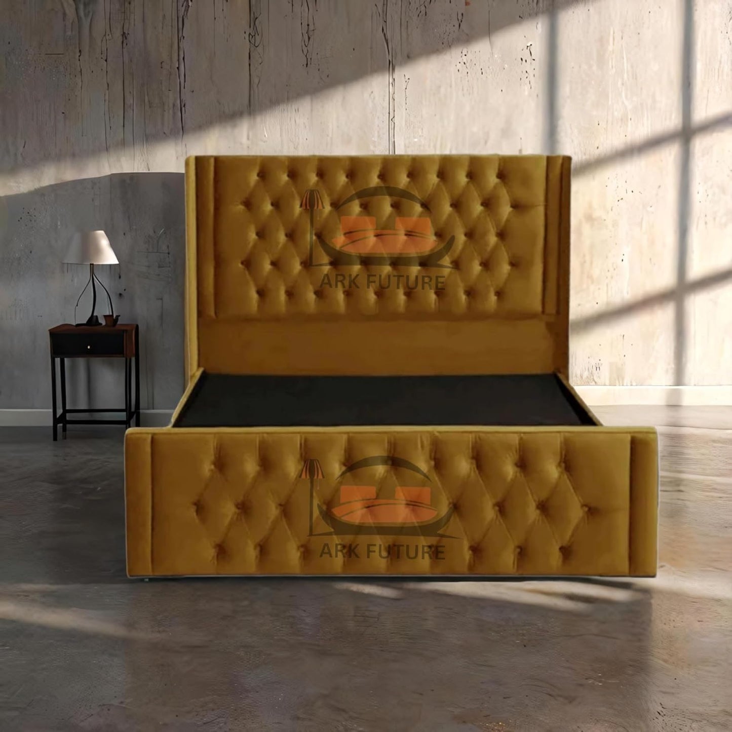 Calgary Upholstered Bed Frame | Modern Fabric Bed with Tufted Headboard