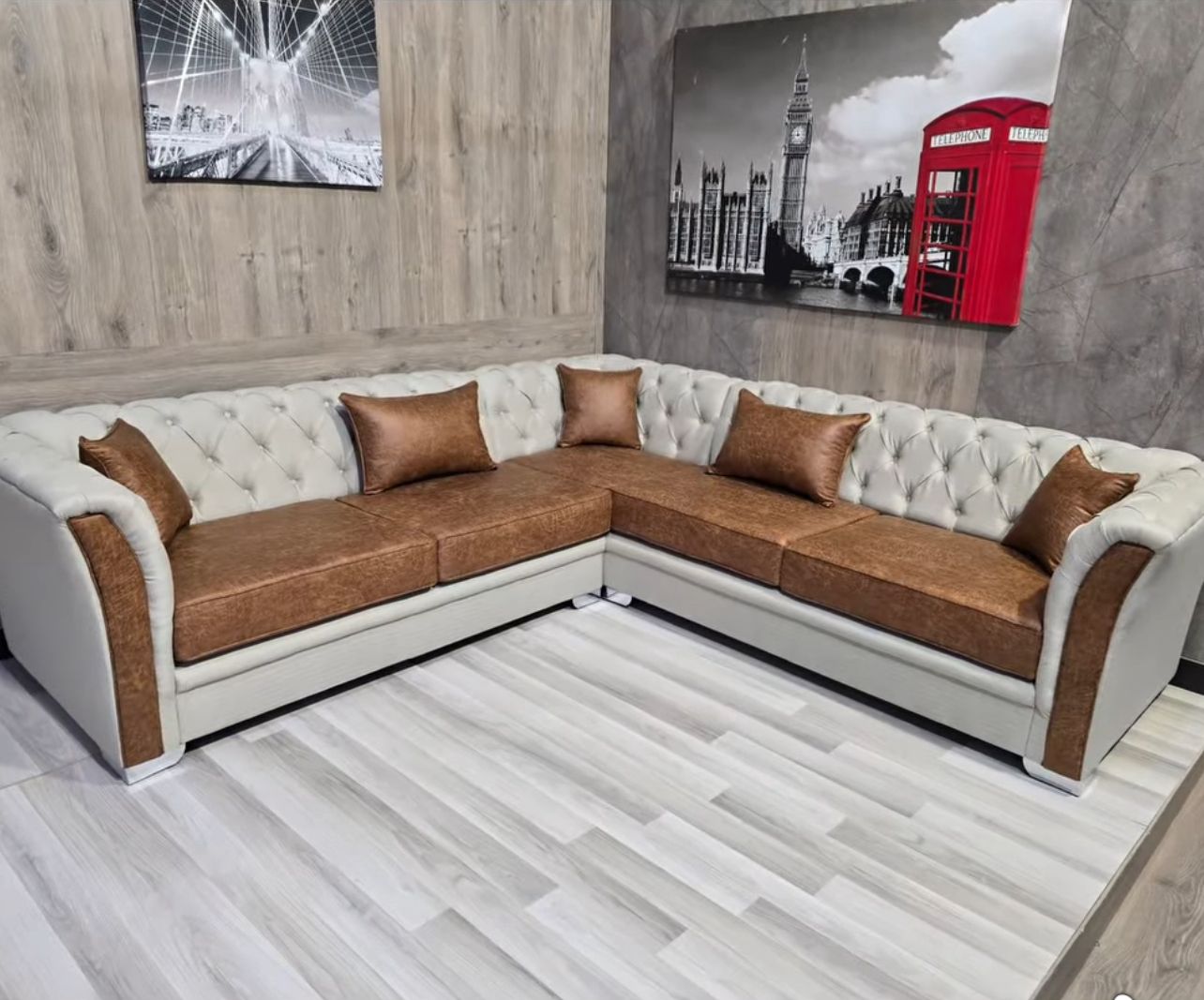 Joyce Corner Sofa in Plush Velvet Fabric