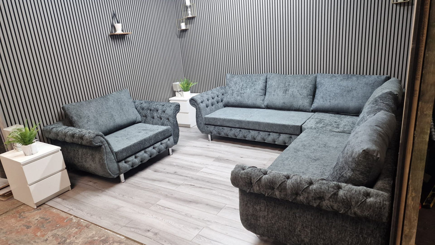 Morris Sofa Set in Plush Velvet Fabric