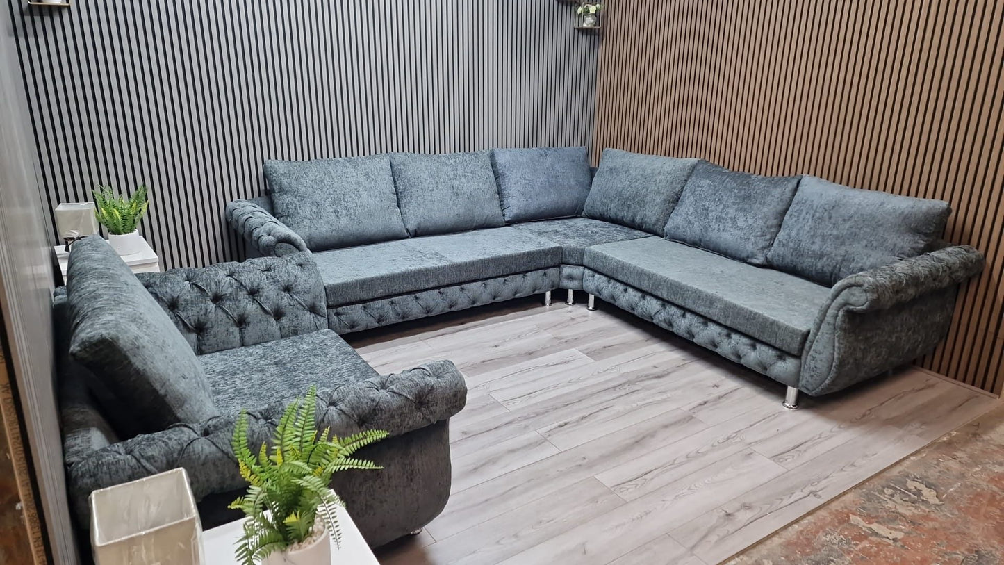 Morris Sofa Set in Plush Velvet Fabric