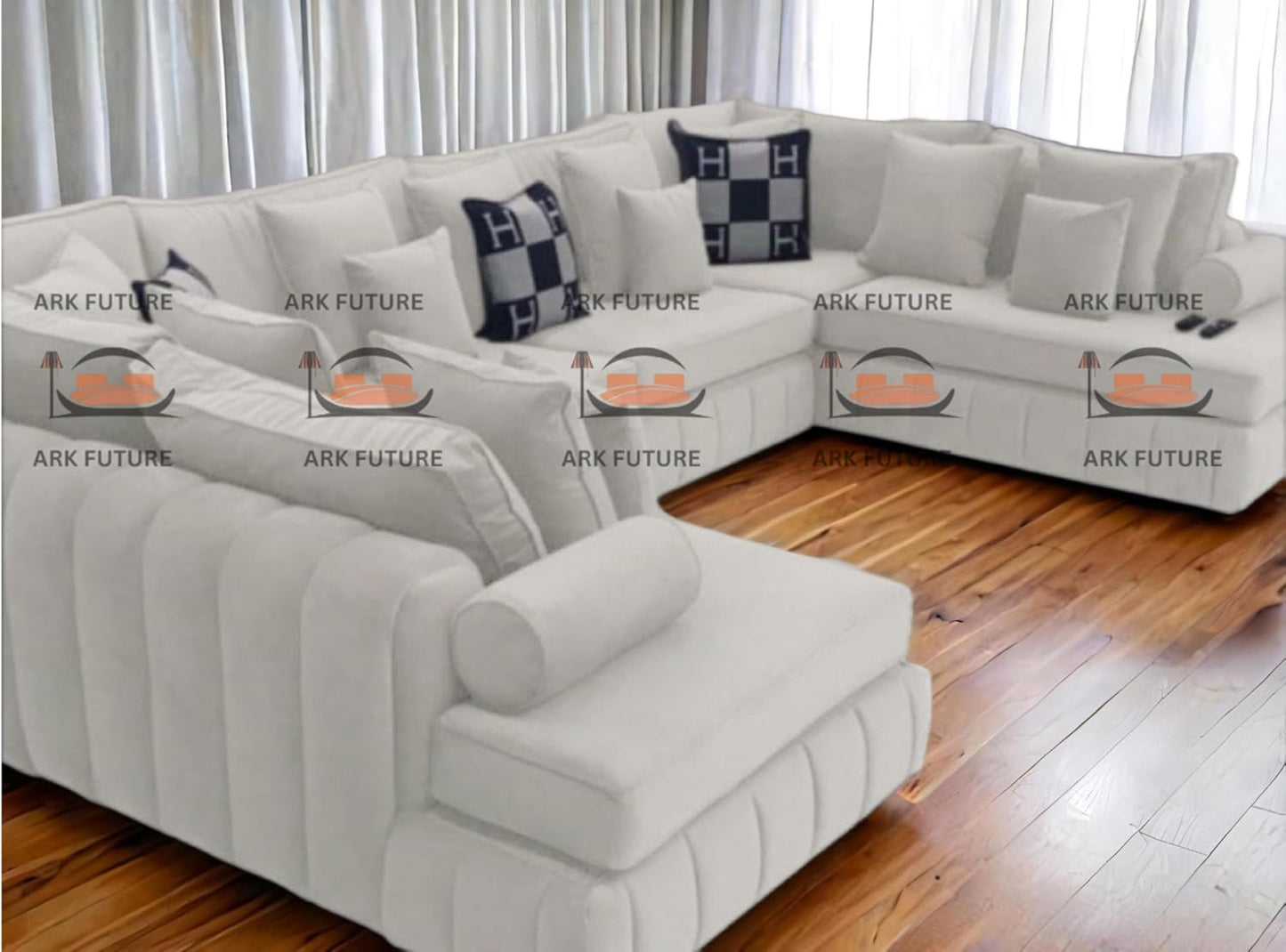 Brick Lane U-Shape Sofa with Contrast Piping – Modern Sectional Couch