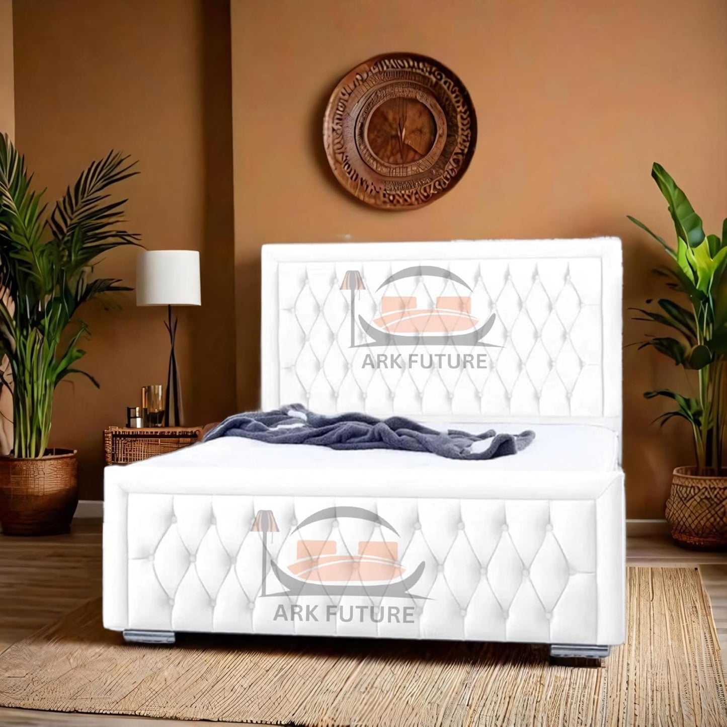 Celeste Upholstered Ottoman Bed – Velvet/Fabric Finish, Storage, Easy Lift, Stylish Headboard