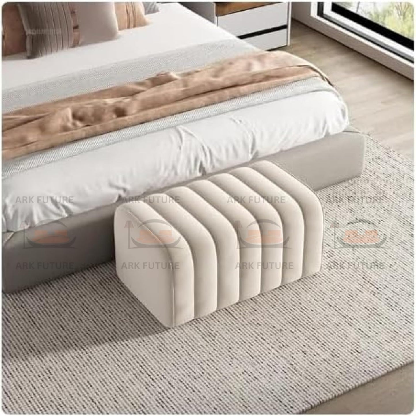 Nordic Velvet Upholstered Ottoman Bench – Stylish Modern Design, & Plush Velvet Fabric