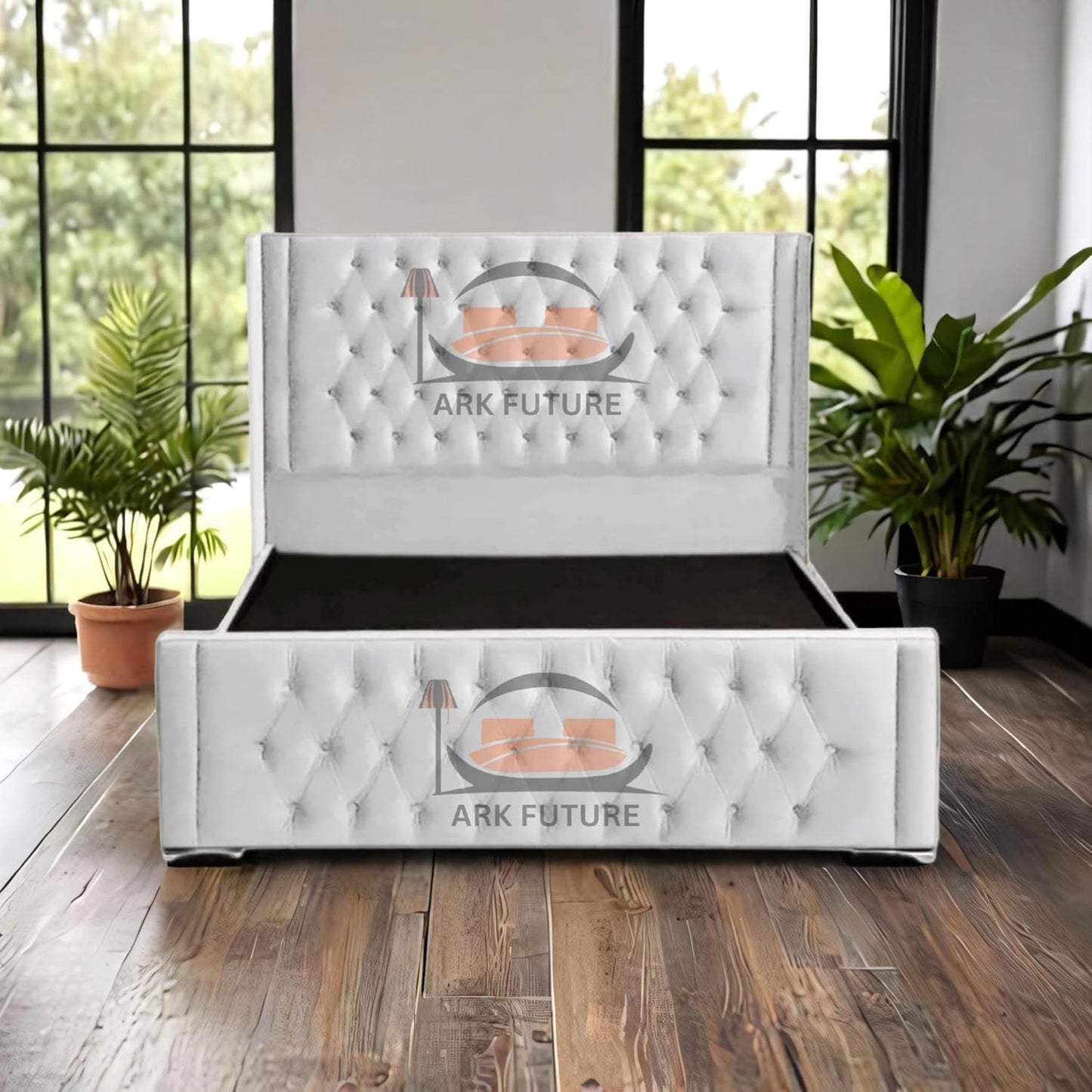 Calgary Upholstered Bed Frame | Modern Fabric Bed with Tufted Headboard