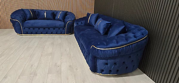 Celebrity Ambassador 3 plus 2 Chesterfield Sofa in Plush Velvet Fabric