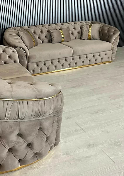 Marian Ambassador 3 Plus 2 Seater Sofa In Beige Plush Velvet