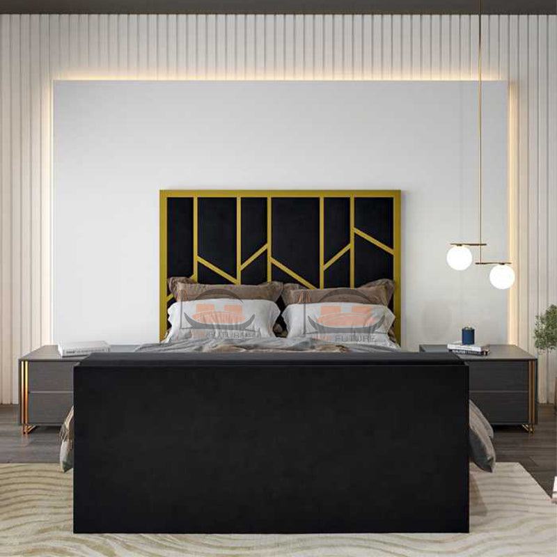 Royal TV Bed Frame With Golden Border