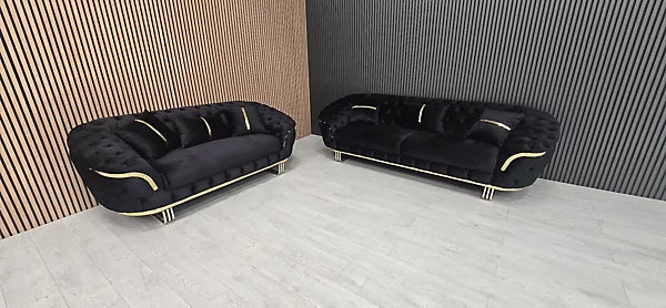 Bulagari 3 Plus 2 Seater Sofa In Plush Velvet Fabric