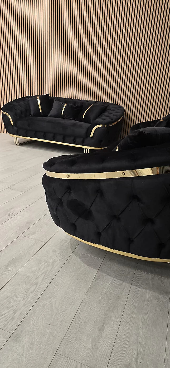 Bulagari 3 Plus 2 Seater Sofa In Plush Velvet Fabric