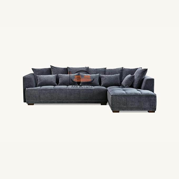 Gramercy Corner Sectional Sofa in Steel Velvet - Modern Comfort for Living Rooms