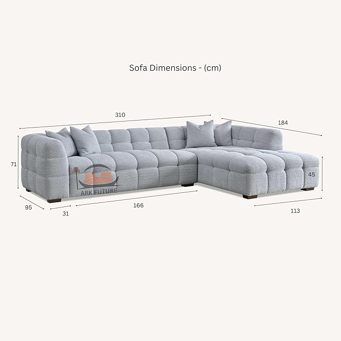 Tribeca Corner Sofa in Luxurious Boucle Fabric with Plush Comfort for Living Room