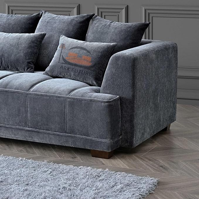 Gramercy Corner Sectional Sofa in Steel Velvet - Modern Comfort for Living Rooms