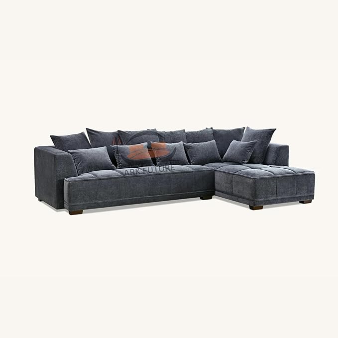 Gramercy Corner Sectional Sofa in Steel Velvet - Modern Comfort for Living Rooms
