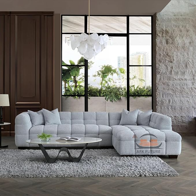 Tribeca Corner Sofa in Luxurious Boucle Fabric with Plush Comfort for Living Room