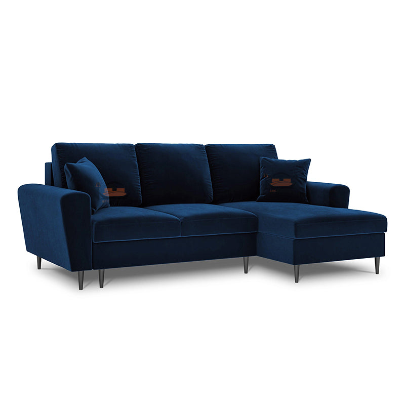 Elentra Corner Sofa in Plush Velvet Fabric with Right and Left Hand Corner Option